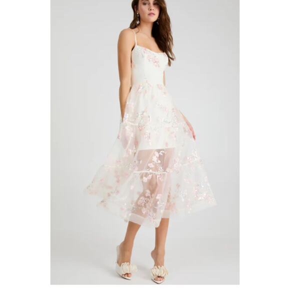 Helsi Adela Floral Tiered Maxi Dress Ivory Pink Sz S NWT Corset Bodice - Picture 3 of 15